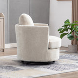 360° Swivel Accent Chair Upholstered Club Chair Round Single Sofa Chair Leisure Arm Chair, Beige