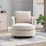 360° Swivel Accent Chair Upholstered Club Chair Round Single Sofa Chair Leisure Arm Chair, Beige