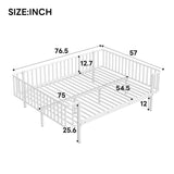 Full Size Metal Daybed Kid Platform Bed Frame Toddler Bed, White