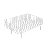 Full Size Metal Daybed Kid Platform Bed Frame Toddler Bed, White