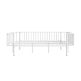 Full Size Metal Daybed Kid Platform Bed Frame Toddler Bed, White