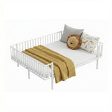 Full Size Metal Daybed Kid Platform Bed Frame Toddler Bed, White