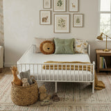 Full Size Metal Daybed Kid Platform Bed Frame Toddler Bed, White