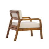 Patio Accent Chair Outdoor Acacia Wood Club Chair Armchair Porch Leisure Lounge Chair with Water-resistant Cushion