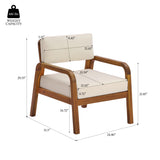 Patio Accent Chair Outdoor Acacia Wood Club Chair Armchair Porch Leisure Lounge Chair with Water-resistant Cushion