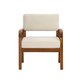 Patio Accent Chair Outdoor Acacia Wood Club Chair Armchair Porch Leisure Lounge Chair with Water-resistant Cushion