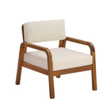 Patio Accent Chair Outdoor Acacia Wood Club Chair Armchair Porch Leisure Lounge Chair with Water-resistant Cushion