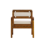 Patio Accent Chair Outdoor Acacia Wood Club Chair Armchair Porch Leisure Lounge Chair with Water-resistant Cushion