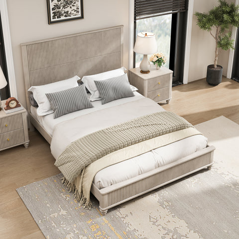 Queen Size Platform Bed Frame with Tall Headboard