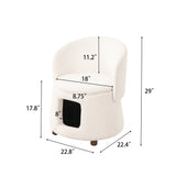 Accent Chair 2-in-1 Pet Friendly Armchair Barrel Chair with Hidden Pet Nook, Convertible Stool & Storage Seat