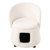 Accent Chair 2-in-1 Pet Friendly Armchair Barrel Chair with Hidden Pet Nook, Convertible Stool & Storage Seat