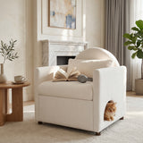Accent Chair 2-in-1 Pet Friendly Sofa Chair with Hidden Pet Nook, Upholstered Armchair with Arched Pet Retreat & Pillow