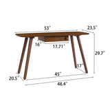 Computer Desk 53" Modern Writing Desk with Storage Drawer, Home Office Desk Study Table with Resistant Finish, Walnut
