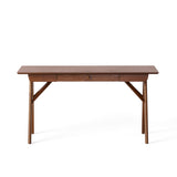 Computer Desk Home Office Desk with Storage Drawer, Mid-Century Modern Study Table Writing Desk, Walnut