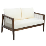 2pcs Patio Sofa Set Outdoor Conversation Chat Set Garden Seating Group with Loveseat, Coffee Table & Water-Repellent Cushion