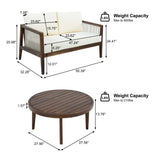 2pcs Patio Sofa Set Outdoor Conversation Chat Set Garden Seating Group with Loveseat, Coffee Table & Water-Repellent Cushion