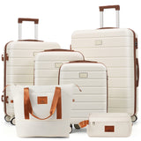 6 PCS Hardside Luggage Set with TSA Lock, Suitcase Set(16",20",24",28") with Expandable Travel Duffel Bag, Waterproof Toiletry Bag