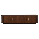TV Stand for TVs up to 80, TV Console Brown Media Storage Cabinet Entertainment Center with Cured Corners & Soft-Close Hinges