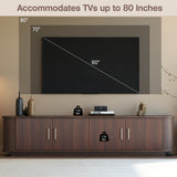 TV Stand for TVs up to 80, TV Console Brown Media Storage Cabinet Entertainment Center with Cured Corners & Soft-Close Hinges