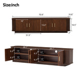 TV Stand for TVs up to 80, TV Console Brown Media Storage Cabinet Entertainment Center with Cured Corners & Soft-Close Hinges