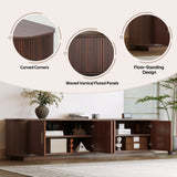 TV Stand for TVs up to 80, TV Console Brown Media Storage Cabinet Entertainment Center with Cured Corners & Soft-Close Hinges