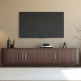 TV Stand for TVs up to 80, TV Console Brown Media Storage Cabinet Entertainment Center with Cured Corners & Soft-Close Hinges