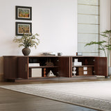 TV Stand for TVs up to 80, TV Console Brown Media Storage Cabinet Entertainment Center with Cured Corners & Soft-Close Hinges