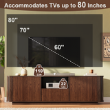 TV Stand for TVs up to 80, Brown TV Console Media Storage Cabinet Entertainment Center with Safe Cured Corners
