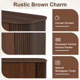 TV Stand for TVs up to 80, Brown TV Console Media Storage Cabinet Entertainment Center with Safe Cured Corners