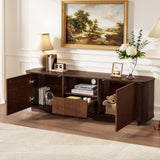 TV Stand for TVs up to 80, Brown TV Console Media Storage Cabinet Entertainment Center with Safe Cured Corners