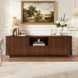 TV Stand for TVs up to 80, Brown TV Console Media Storage Cabinet Entertainment Center with Safe Cured Corners