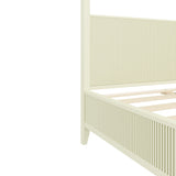 Queen Size 4-poster Canopy Bed Platform Bed Frame with Headboard & Support Slats, Beige