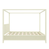 Queen Size 4-poster Canopy Bed Platform Bed Frame with Headboard & Support Slats, Beige