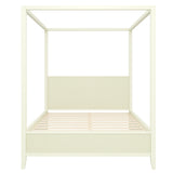 Queen Size 4-poster Canopy Bed Platform Bed Frame with Headboard & Support Slats, Beige