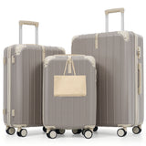 3 PCS ABS Hardside Luggage Set with Hooks, TSA Lock & 360° Spinner Wheels, 20", 24", 28" Suitcase Set for Travel/School