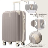 3 PCS ABS Hardside Luggage Set with Hooks, TSA Lock & 360° Spinner Wheels, 20", 24", 28" Suitcase Set for Travel/School