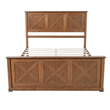 4-Piece Bedroom Furniture Set, Farmhouse Queen Platform Bed Frame, 2 Nightstands & 4-Drawer Dresser with Vintage Style