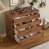 4-Piece Bedroom Furniture Set, Farmhouse Queen Platform Bed Frame, 2 Nightstands & 4-Drawer Dresser with Vintage Style