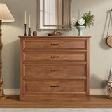 4-Piece Bedroom Furniture Set, Farmhouse Queen Platform Bed Frame, 2 Nightstands & 4-Drawer Dresser with Vintage Style