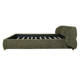 King Size Upholstered Platform Bed Frame Low Profile Bed with Cloud-Shaped Wingback Headboard, Green