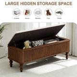 Storage Bench Upholstered Ottoman Entryway Bench Bed End Bench with Sturdy Rubber Wood Leg