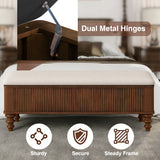 Storage Bench Upholstered Ottoman Entryway Bench Bed End Bench with Sturdy Rubber Wood Leg