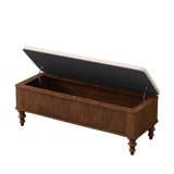 Storage Bench Upholstered Ottoman Entryway Bench Bed End Bench with Sturdy Rubber Wood Leg