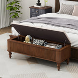 Storage Bench Upholstered Ottoman Entryway Bench Bed End Bench with Sturdy Rubber Wood Leg