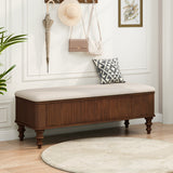 Storage Bench Upholstered Ottoman Entryway Bench Bed End Bench with Sturdy Rubber Wood Leg