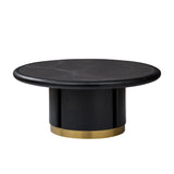 Round Coffee Table with Heat&Scratch-Resistant Sintered Stone Top, Sofa Side Table Cocktail Table Center Table