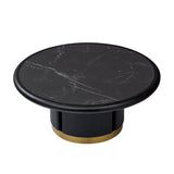 Round Coffee Table with Heat&Scratch-Resistant Sintered Stone Top, Sofa Side Table Cocktail Table Center Table