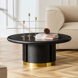 Round Coffee Table with Heat&Scratch-Resistant Sintered Stone Top, Sofa Side Table Cocktail Table Center Table