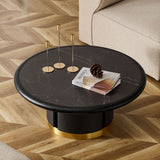 Round Coffee Table with Heat&Scratch-Resistant Sintered Stone Top, Sofa Side Table Cocktail Table Center Table
