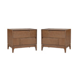 Nightstand End Table Bed Beside Table Storage Sofa Side Table with 2 Drawers & Asymmetric Geometric Design, Brown